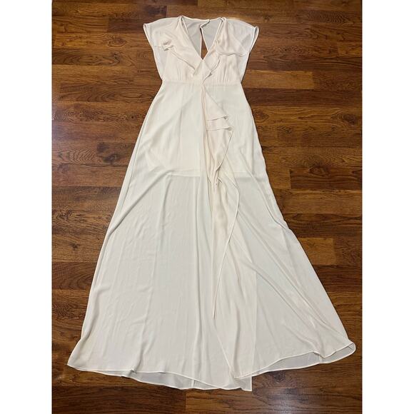 BCBG MaxAzria Women's Ruffle Cascade Maxi Dress Ivory Size 2 NWT Evening Gown - Picture 3 of 12